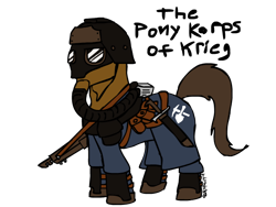 Size: 640x480 | Tagged: safe, artist:tristikov, pony, crossover, death korps of krieg, gas mask, gun, lasgun, ponified, simple background, solo, transparent background, warhammer (game), warhammer 40k, weapon