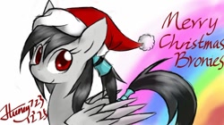 Size: 575x1024 | Tagged: safe, artist:silver723, oc, oc only, pegasus, pony, christmas, hat, santa hat, smiling, tail wrap