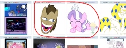 Size: 1010x383 | Tagged: safe, diamond tiara, doctor whooves, derpibooru, exploitable meme, juxtaposition, juxtaposition win, meme, woody face