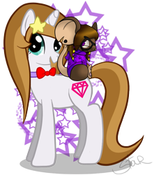 Size: 651x738 | Tagged: safe, artist:sandra626, oc, oc only, mouse, pony, unicorn, bowtie, stars, transformice