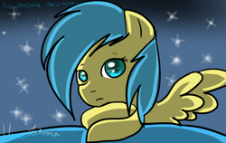 Size: 800x506 | Tagged: safe, artist:x-fizzy-x, sunshower raindrops, pegasus, pony, female, mare, night, solo, yellow coat