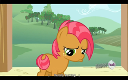 Size: 1024x640 | Tagged: safe, screencap, babs seed, earth pony, pony, one bad apple, female, filly, youtube caption