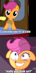 Size: 474x947 | Tagged: safe, scootaloo, one bad apple, sleepless in ponyville, faic, snappleloo
