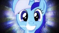 Size: 320x180 | Tagged: safe, minuette, pony, unicorn, blue coat, brushie, faic, female, horn, mare, two toned mane