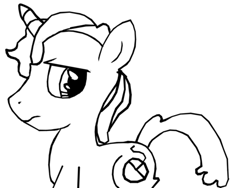 Size: 500x375 | Tagged: safe, artist:xxmobianequinexx, oc, oc only, pony, unicorn, frown, gimp, grayscale, monochrome, profile, simple background, white background