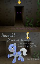 Size: 630x1000 | Tagged: safe, artist:fantasyglow, silver spoon, armor, crossover, enderman, minecraft, tumblr