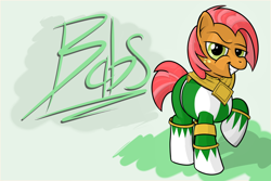 Size: 1280x853 | Tagged: safe, artist:dappercat-uk, babs seed, earth pony, pony, crossover, dragon ranger, green ranger, kyouryuu sentai zyuranger, mighty morphin power rangers, parody, power rangers, super sentai