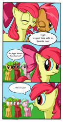 Size: 450x875 | Tagged: safe, artist:nac0n, apple bloom, babs seed, red june, sweet tooth, apple family reunion, apple family member, apple squash, comic, sweet apple acres