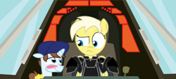 Size: 1334x598 | Tagged: safe, artist:alisonwonderland1951, earth pony, pony, unicorn, armor, blushing, calhoun, female, fix-it felix jr., hero's duty, male, mare, ponified, stallion, wreck-it ralph