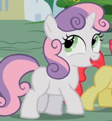 Size: 462x499 | Tagged: safe, screencap, apple bloom, sweetie belle, awesome face, cute, duo, open mouth, smiling