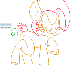 Size: 736x656 | Tagged: safe, artist:extradan, babs seed, pony, fart, sketch, solo