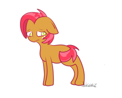 Size: 1280x1024 | Tagged: safe, artist:xxredehthecatxx, babs seed, earth pony, brown coat, covering, female, filly, freckles, solo, two toned mane