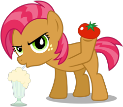 Size: 5520x4800 | Tagged: safe, artist:dewlshock, babs seed, one bad apple, absurd resolution, milkshake, simple background, solo, tomato, transparent background, vector