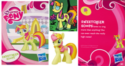 Size: 667x354 | Tagged: safe, idw, sweetcream scoops, pony, blind bag, collector card, hasbro, irl, official, official comic, photo, toy