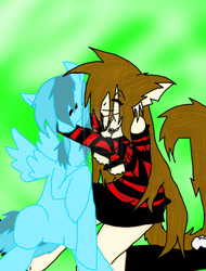 Size: 779x1025 | Tagged: safe, artist:nekolyz, oc, oc only, pegasus, pony, hug, non-mlp oc, watermark