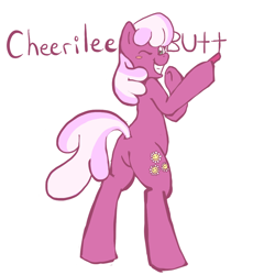 Size: 900x900 | Tagged: safe, artist:greendelibird, cheerilee, earth pony, pony, bipedal, female, flowerbutt, looking at you, looking back, mare, plot, solo