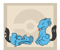 Size: 1200x1000 | Tagged: safe, artist:savannaeve, eyes closed, lying down, pokémon, ponified, tongue out, wobbuffet, wynaut