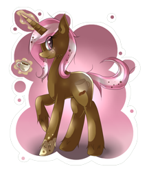 Size: 1300x1500 | Tagged: safe, artist:scythegirl, oc, oc only, pony, unicorn, cup, eyelashes, glowing horn, horn, magic, raised hoof, simple background, solo, teacup, telekinesis, transparent background, unicorn oc, unshorn fetlocks