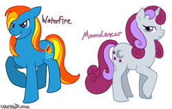 Size: 930x588 | Tagged: safe, artist:uropygid, moondancer (g1), waterfire, g1, g3, g1 to g4, g3 to g4, generation leap, simple background, transparent background, vector