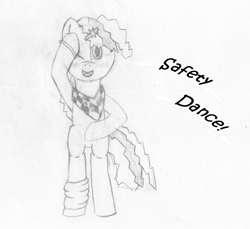 Size: 975x892 | Tagged: safe, artist:delta-pangaea, cheerilee, earth pony, pony, 80s, 80s cheerilee, blushing, female, male, men without hats, safety dance, sketch, song reference