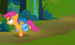 Size: 895x540 | Tagged: safe, screencap, scootaloo, pegasus, pony, sleepless in ponyville, animated, female, solo