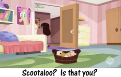 Size: 619x393 | Tagged: safe, screencap, scootaloo, hoers, not scootaloo, pound puppies, puppy