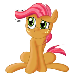 Size: 2268x2373 | Tagged: safe, artist:alexthebrony, babs seed, earth pony, brown coat, female, filly, freckles, solo, two toned mane