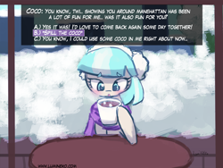 Size: 960x720 | Tagged: safe, artist:lumineko, coco pommel, earth pony, pony, dating sim, female, mare, two toned mane