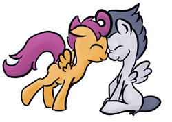 Size: 800x571 | Tagged: dead source, safe, artist:st-timid, rumble, scootaloo, boop, cute, female, male, rumbloo, shipping, straight