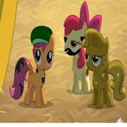 Size: 3000x3000 | Tagged: safe, edit, edited screencap, screencap, apple bloom, scootaloo, sweetie belle, one bad apple, a-team, b. a. baracus, beard, cutie mark crusaders, howling mad murdock, john hannibal smith, mr. t, sweetie gold