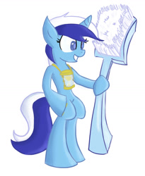 Size: 1113x1360 | Tagged: safe, artist:tixolseyerk, minuette, pony, unicorn, blue coat, female, horn, mare, toothbrush, two toned mane