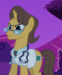 Size: 334x403 | Tagged: safe, screencap, doctor horse, doctor stable, unicorn, read it and weep, glasses, male, solo, stallion, unamused