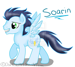 Size: 900x810 | Tagged: safe, artist:darkcat1999, soarin', pegasus, pony, blue coat, blue mane, blue tail, male, solo, stallion, watermark, wings