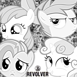 Size: 1024x1024 | Tagged: safe, artist:deistar, apple bloom, babs seed, scootaloo, sweetie belle, album cover, cutie mark crusaders, parody, revolver, the beatles, vector