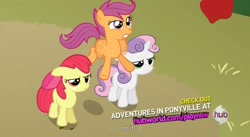 Size: 1575x863 | Tagged: safe, screencap, apple bloom, scootaloo, sweetie belle, youtube caption, youtube link