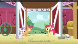 Size: 1600x900 | Tagged: safe, screencap, apple bloom, scootaloo, sweetie belle, youtube caption, youtube link