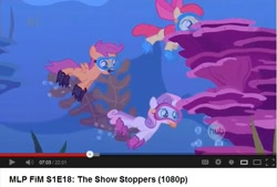 Size: 641x433 | Tagged: safe, screencap, apple bloom, scootaloo, sweetie belle, aquastria, cutie mark crusaders, snorkeling