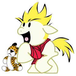 Size: 2000x1987 | Tagged: safe, artist:toonfreak, calvin, calvin and hobbes, crossover, hobbes, ponified