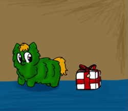 Size: 565x491 | Tagged: safe, artist:aichi, fluffy pony, christmas, fluffy pony original art, present