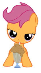 Size: 281x495 | Tagged: safe, artist:kuren247, scootaloo, bedroom eyes, cute, milkshake