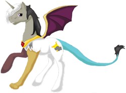 Size: 1042x766 | Tagged: safe, artist:kachna9, oc, oc only, oc:chaotic, alicorn, hybrid, pony, interspecies offspring, offspring, parent:discord, parent:princess celestia, parents:dislestia