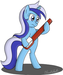 Size: 1540x1815 | Tagged: safe, artist:bloodwolvenl, minuette, pony, unicorn, blue coat, female, horn, mare, toothbrush, two toned mane