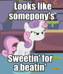 Size: 453x534 | Tagged: safe, sweetie belle, angry, image macro, looks like somepony's, sweetie belle is not amused