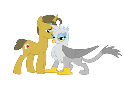 Size: 750x550 | Tagged: safe, artist:slanderxoxo, oc, oc only, griffon, oc x oc, shipping