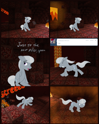 Size: 830x1040 | Tagged: safe, artist:fantasyglow, artist:posexe, silver spoon, earth pony, pony, comic, crossover, female, filly, foal, lonely spoon, minecraft, nether (minecraft), tumblr