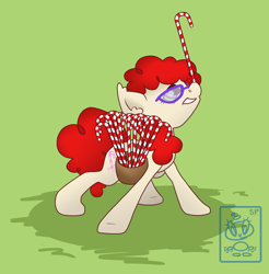 Size: 2246x2279 | Tagged: safe, artist:shiny-pebble, twist, earth pony, candy cane, female, filly, glasses, solo, white coat