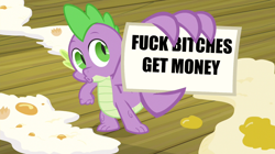 Size: 1920x1079 | Tagged: safe, edit, edited screencap, screencap, spike, dragon, spike at your service, exploitable meme, male, spike card meme, vulgar