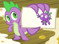 Size: 2048x1536 | Tagged: safe, edit, edited screencap, screencap, dragon, spike at your service, doodle spike, exploitable meme, male, spike card meme