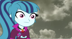 Size: 636x351 | Tagged: safe, sonata dusk, equestria girls, rainbow rocks, ashens, cloud, cloudy, solo, starenata, thousand yard stare