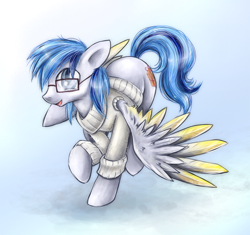 Size: 900x846 | Tagged: safe, artist:munadrake, oc, oc only, oc:stardust mach, pegasus, pony, clothes, glasses, solo, sweater